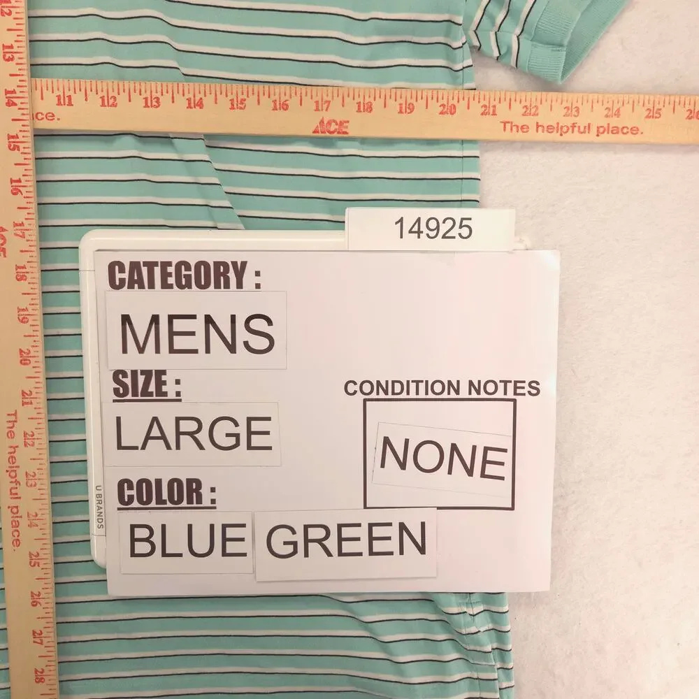 Polo Golf Ralph Lauren Collared Short Sleeve Polo Shirt Mens Size L Green Blue